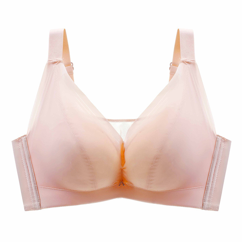 Sutien anti-cădere cu inel metalic, cupe netede din latex, model subțire, cupă completă pentru sâni mari, mărime plus