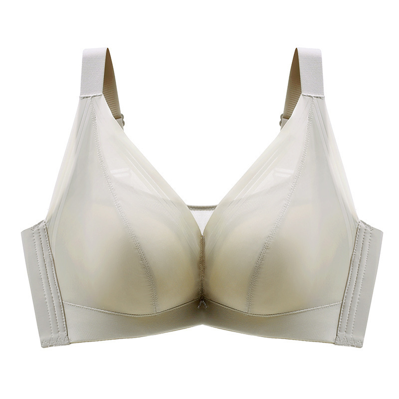 Sutien anti-cădere cu inel metalic, cupe netede din latex, model subțire, cupă completă pentru sâni mari, mărime plus
