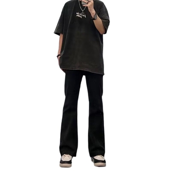 Blugi bărbați 2024, primăvară-vară, stil american de stradă, croială dreaptă, slim, negru, denim casual