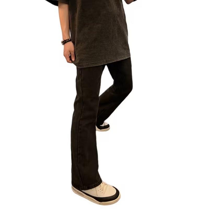 Blugi bărbați 2024, primăvară-vară, stil american de stradă, croială dreaptă, slim, negru, denim casual