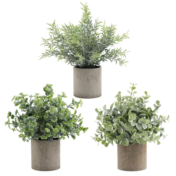Set de bonsai din plante artificiale cu eucalipt pentru decor interior