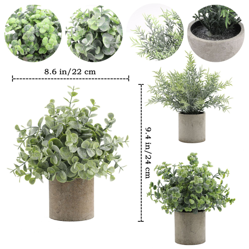 Set de bonsai din plante artificiale cu eucalipt pentru decor interior