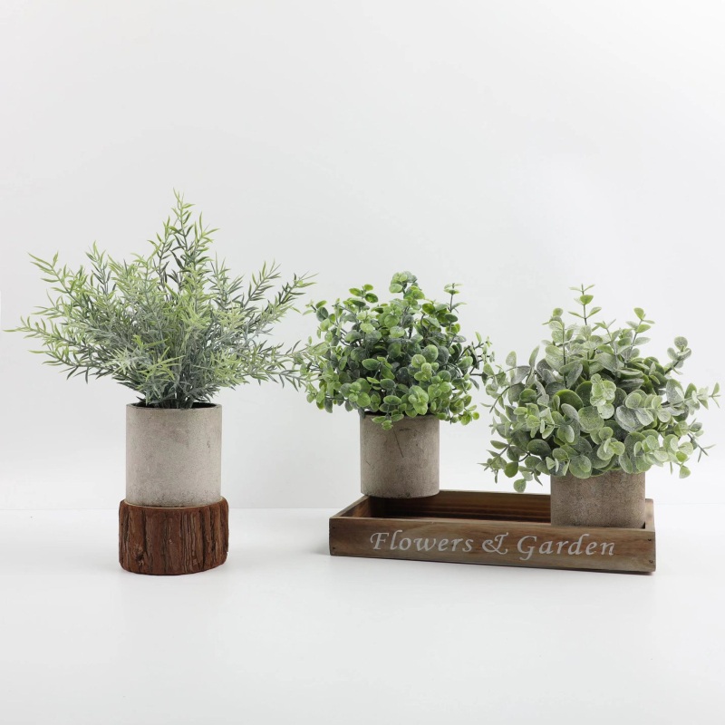 Set de bonsai din plante artificiale cu eucalipt pentru decor interior