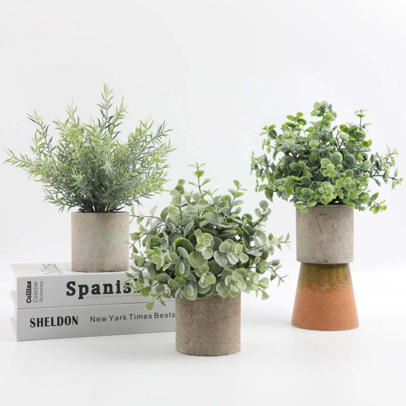 Set de bonsai din plante artificiale cu eucalipt pentru decor interior