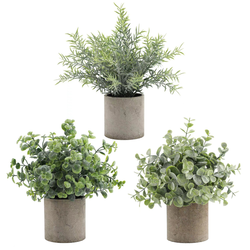 Set de bonsai din plante artificiale cu eucalipt pentru decor interior