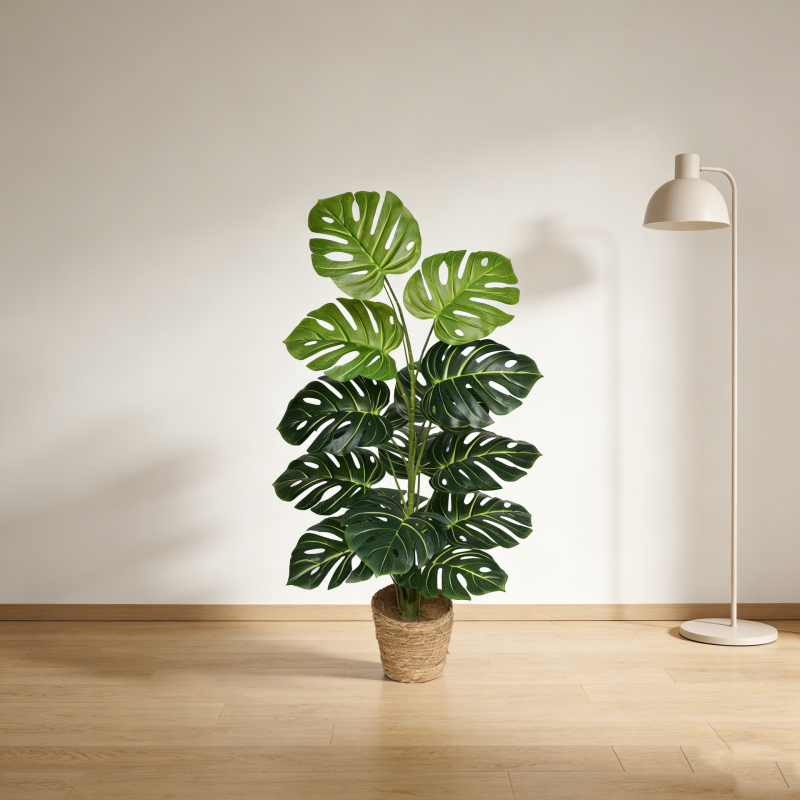 Plantă Monstera artificială cu frunze mari, decor pentru interior și exterior, înălțime 100–200 cm în ghiveci
