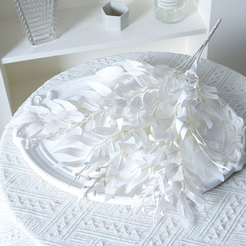 Frunze artificiale de salcie, buchet cu cinci ramuri, decor pentru nuntă și recuzită fotografică