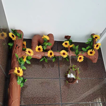 Lanț cu floarea-soarelui pentru decorarea aer condiționat, plante verzi, liane de floarea-soarelui, flori artificiale, flori din plastic lucrate manual.