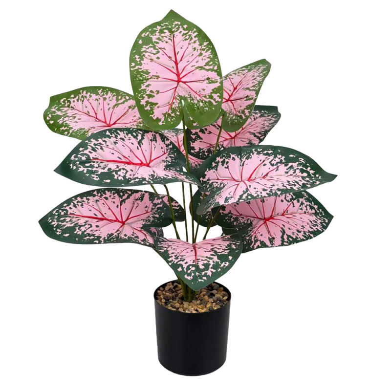 Plante colorate de taro cu flori artificiale roz, bonsai de podea în stil nordic pentru decorul casei