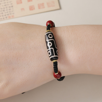 Brățară tibetană din agată cu mărgele nouă ochi, șnur reglabil împletit, bijuterii etnice retro unisex