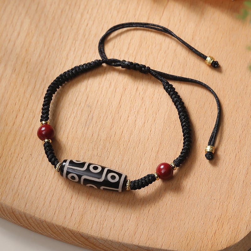 Brățară tibetană din agată cu mărgele nouă ochi, șnur reglabil împletit, bijuterii etnice retro unisex