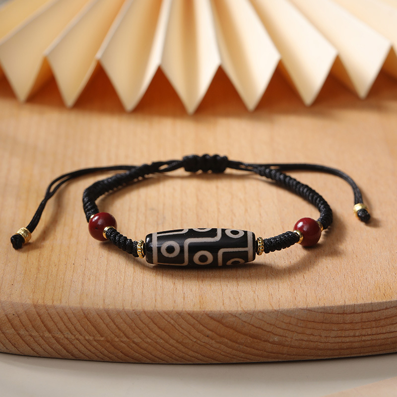 Brățară tibetană din agată cu mărgele nouă ochi, șnur reglabil împletit, bijuterii etnice retro unisex