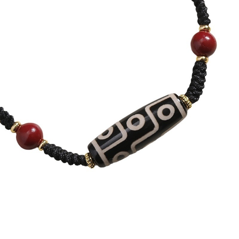 Brățară tibetană din agată cu mărgele nouă ochi, șnur reglabil împletit, bijuterii etnice retro unisex