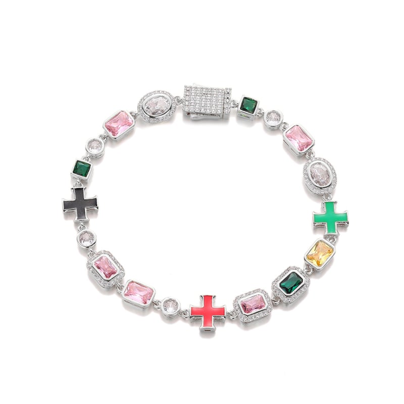 Set colier și brățară cu pietre colorate, 8mm, geometric, stil hip-hop, bijuterii unisex