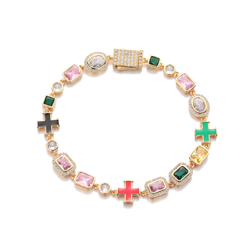 Set colier și brățară cu pietre colorate, 8mm, geometric, stil hip-hop, bijuterii unisex