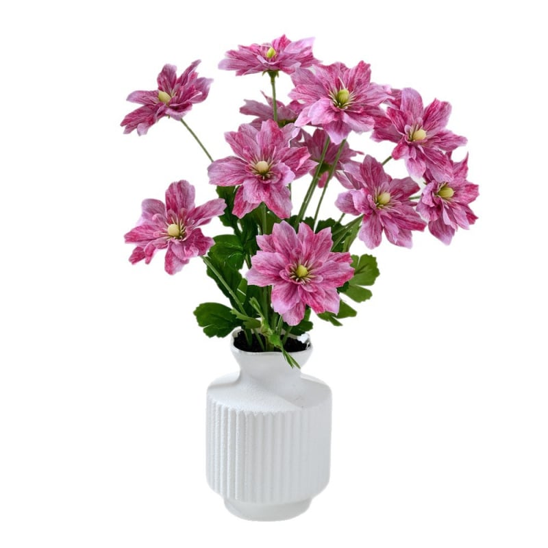 Bonsai hortensie artificial pentru decor interior, plantă în ghiveci, peisaj floral cu 12 capete