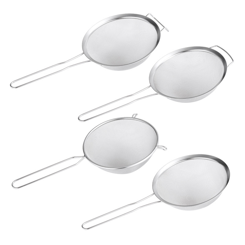 Lingură de filtrare a uleiului din oțel inoxidabil, cu plasă densă, cu urechi și margine lată