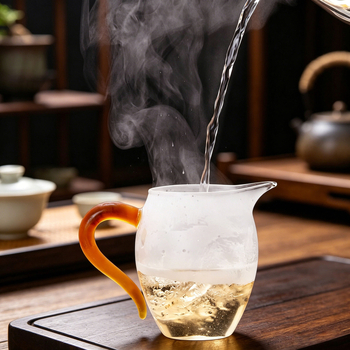 Ceșă de ceai din sticlă borosilicat, cu mâner colorat, bază mai groasă rezistentă la căldură, set Kung Fu pentru acasă cu separator de ceai