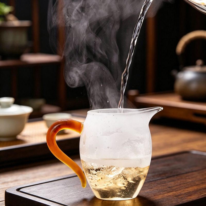 Ceșă de ceai din sticlă borosilicat, cu mâner colorat, bază mai groasă rezistentă la căldură, set Kung Fu pentru acasă cu separator de ceai