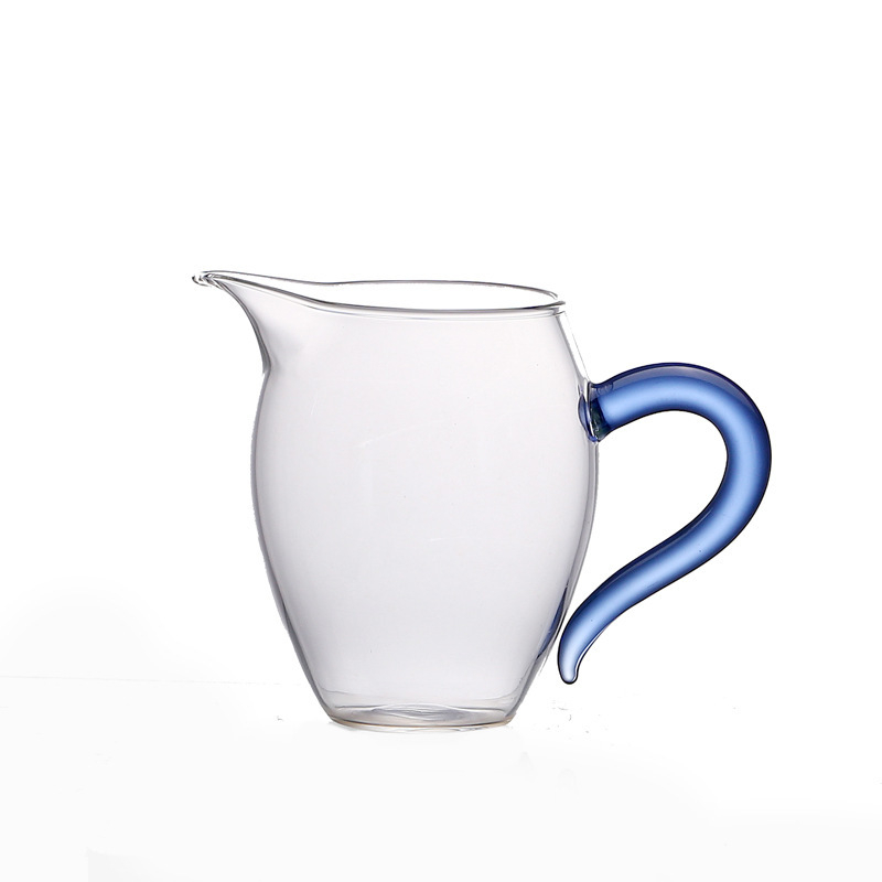 Ceșă de ceai din sticlă borosilicat, cu mâner colorat, bază mai groasă rezistentă la căldură, set Kung Fu pentru acasă cu separator de ceai