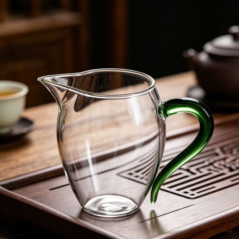 Ceșă de ceai din sticlă borosilicat, cu mâner colorat, bază mai groasă rezistentă la căldură, set Kung Fu pentru acasă cu separator de ceai