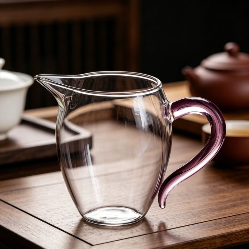 Ceșă de ceai din sticlă borosilicat, cu mâner colorat, bază mai groasă rezistentă la căldură, set Kung Fu pentru acasă cu separator de ceai