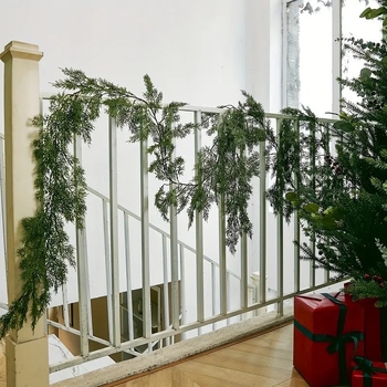 Viță artificială de Crăciun cu pin și cedru, cu ace moi, material PE, decor verde pentru interior, înălțime 100–200 cm