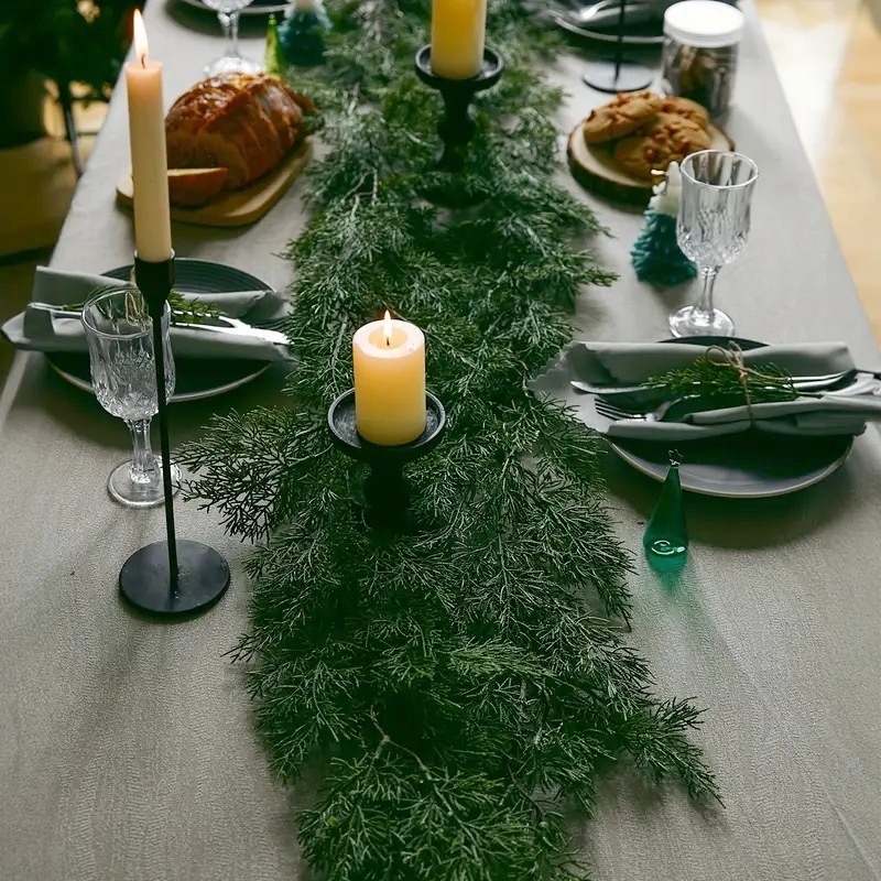 Viță artificială de Crăciun cu pin și cedru, cu ace moi, material PE, decor verde pentru interior, înălțime 100–200 cm