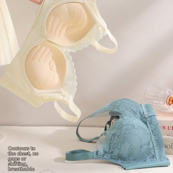 Sutien push-up pentru sâni mici, fixare strânsă, cupă 3/4, dantelă cu căptușire din bumbac, ridicare reglabilă