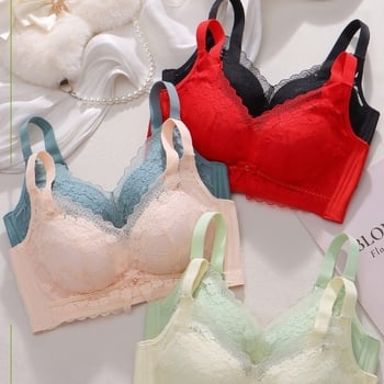 Sutien push-up pentru sâni mici, fixare strânsă, cupă 3/4, dantelă cu căptușire din bumbac, ridicare reglabilă