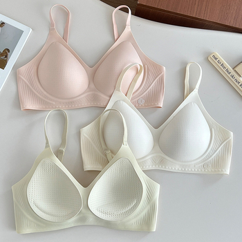 Sutien fără fir, fără cusături, respirabil, push-up, cupă 3/4, cupe subțiri, nylon lucios