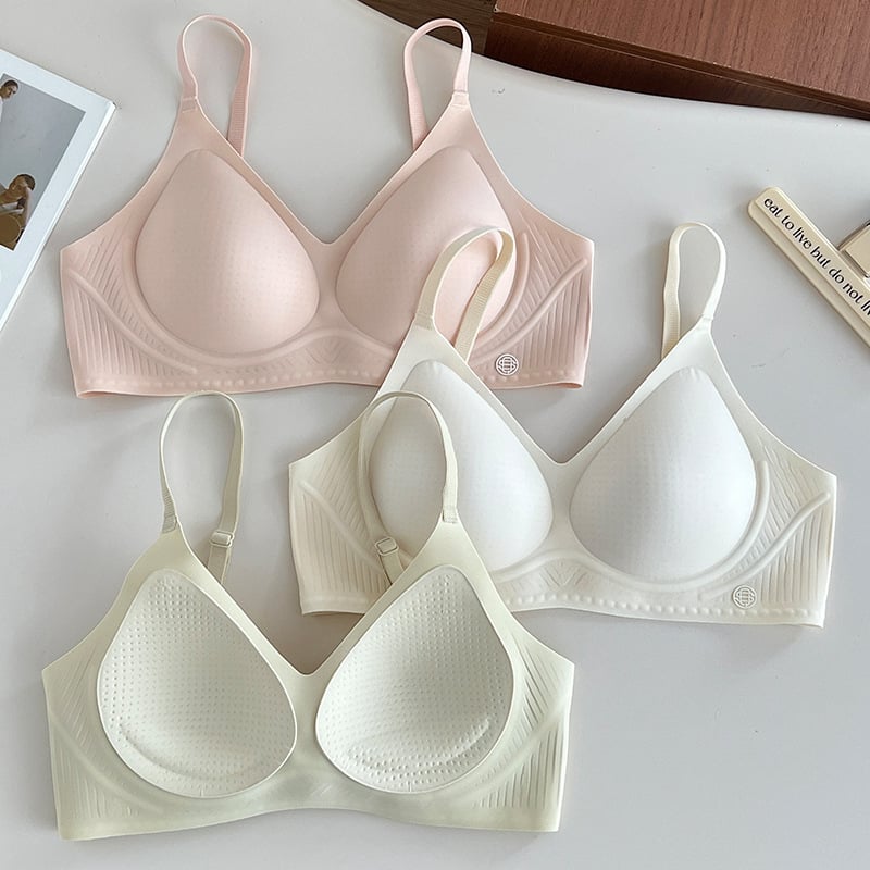 Sutien fără fir, fără cusături, respirabil, push-up, cupă 3/4, cupe subțiri, nylon lucios