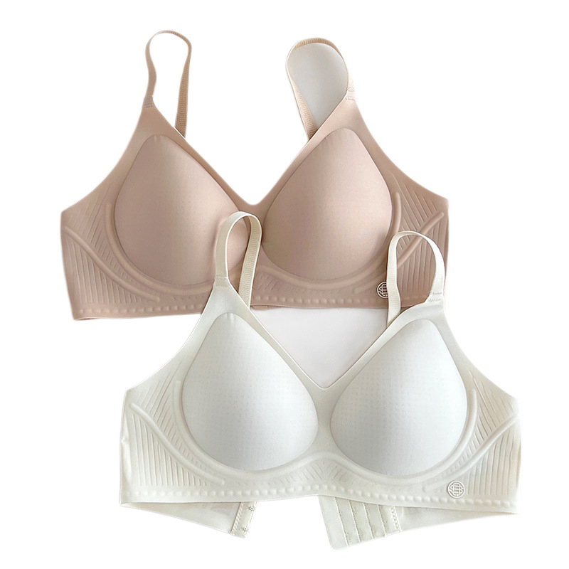 Sutien fără fir, fără cusături, respirabil, push-up, cupă 3/4, cupe subțiri, nylon lucios