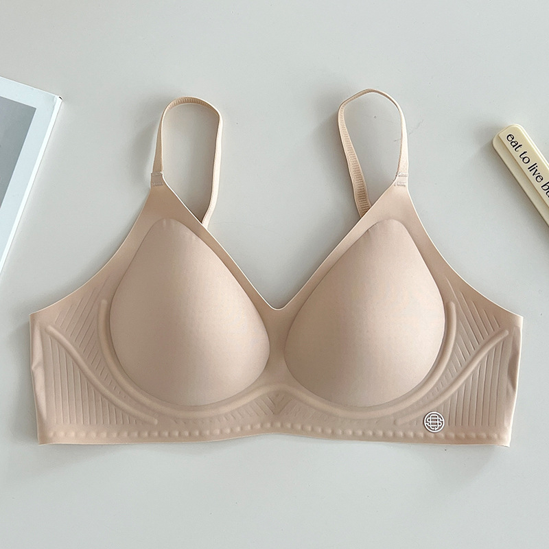 Sutien fără fir, fără cusături, respirabil, push-up, cupă 3/4, cupe subțiri, nylon lucios