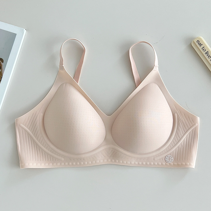 Sutien fără fir, fără cusături, respirabil, push-up, cupă 3/4, cupe subțiri, nylon lucios