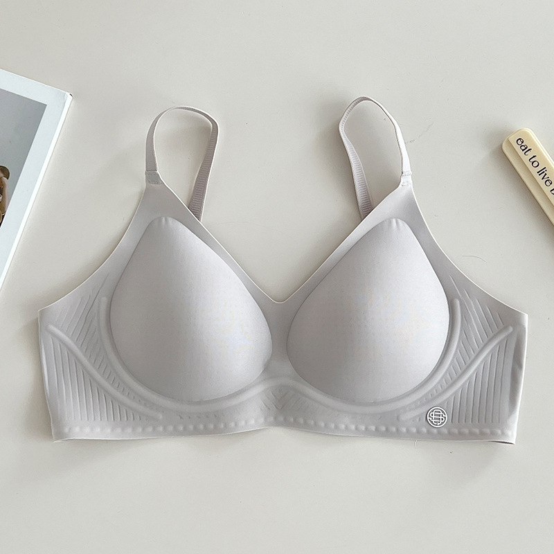 Sutien fără fir, fără cusături, respirabil, push-up, cupă 3/4, cupe subțiri, nylon lucios