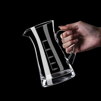 Set de distribuție a băuturilor, cu decantor din sticlă, cană de vin și turnător