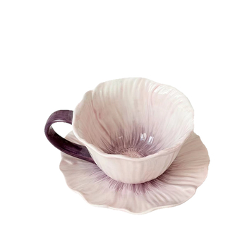 Set de cești de cafea din ceramică pictate manual, design unic, ceașcă latte elegantă și farfurie