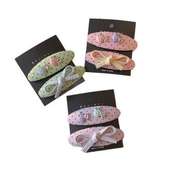 Nou clip de păr cu strasuri în formă de căpșună, clip lateral oval din material textil, BB clip, clip pentru breton, funda