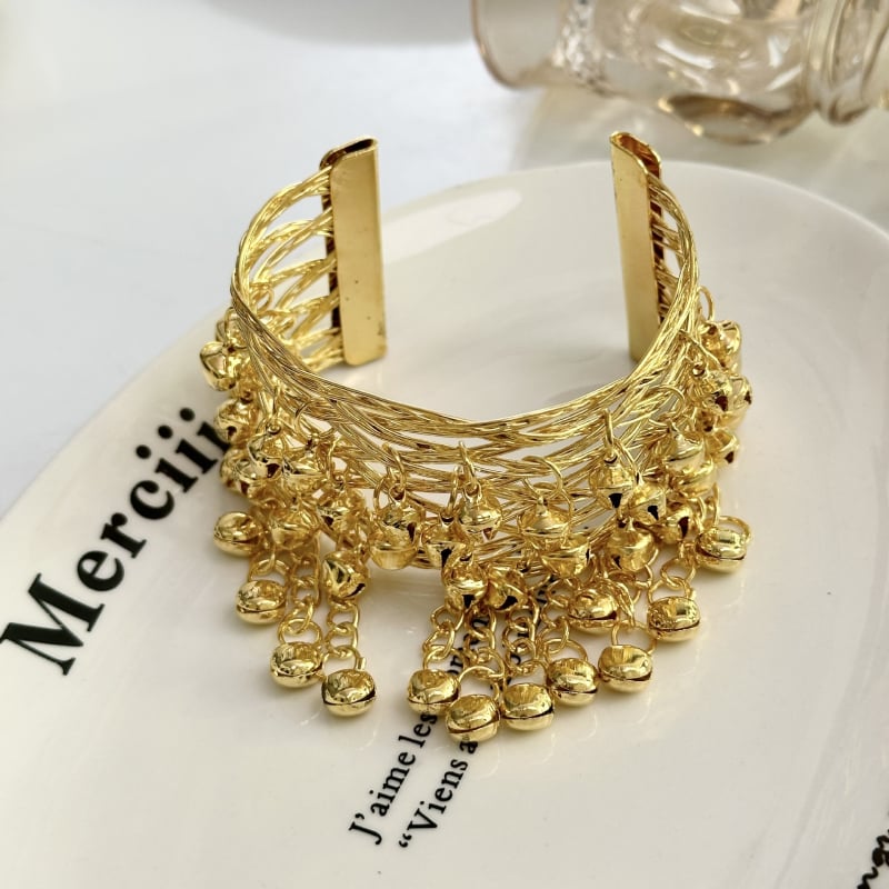 Brățară reglabilă deschisă cu clopoței metalice pentru dans indian, accesoriu pentru dans și fotografie