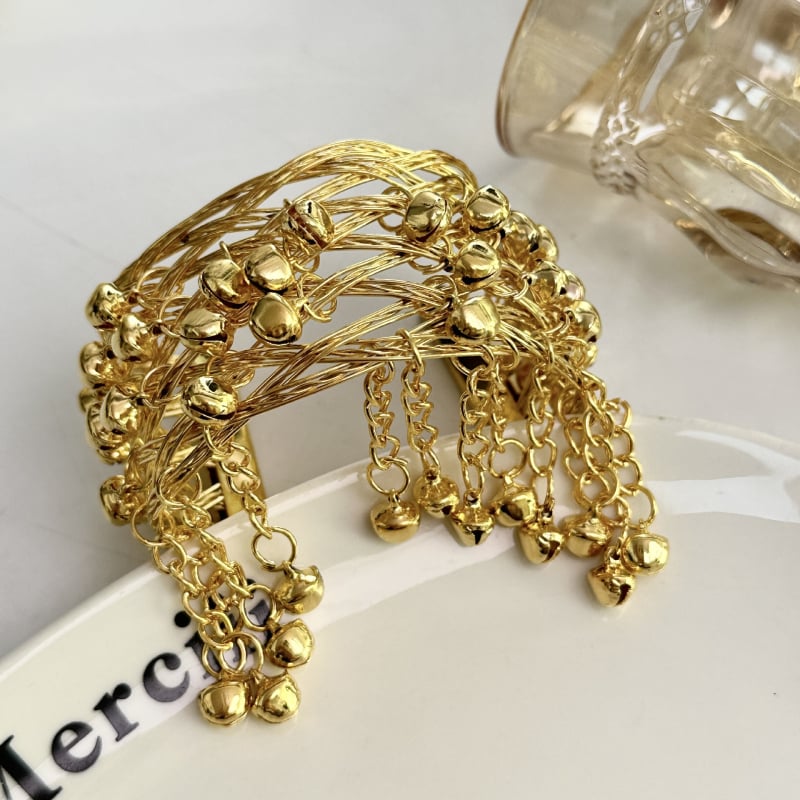 Brățară reglabilă deschisă cu clopoței metalice pentru dans indian, accesoriu pentru dans și fotografie