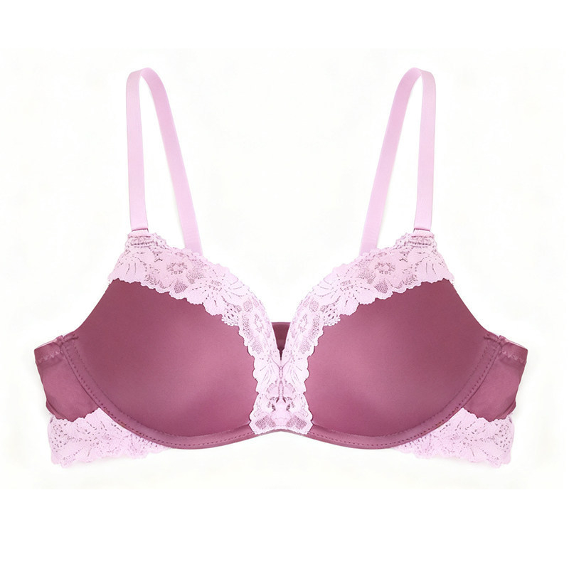 Sutien din dantelă pentru femei, mov strugure, stil francez, sexy, evidențiază bustul mic, cu efect Push-Up, fără arcuri, suport moale