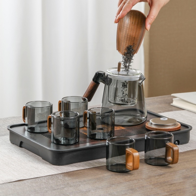 Ceainic din sticlă cu separare ceai-apă, filtrare, ceașcă de infuzie magnetică, set Kung Fu pentru ceai