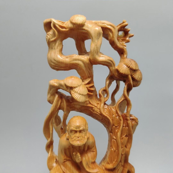 Statuie Bodhidharma din lemn de rădăcină pentru sufragerie