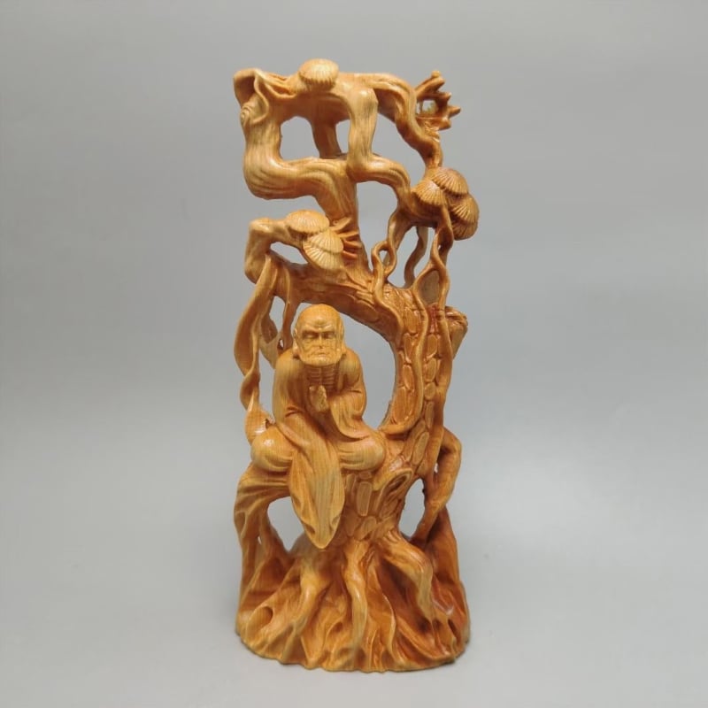 Statuie Bodhidharma din lemn de rădăcină pentru sufragerie