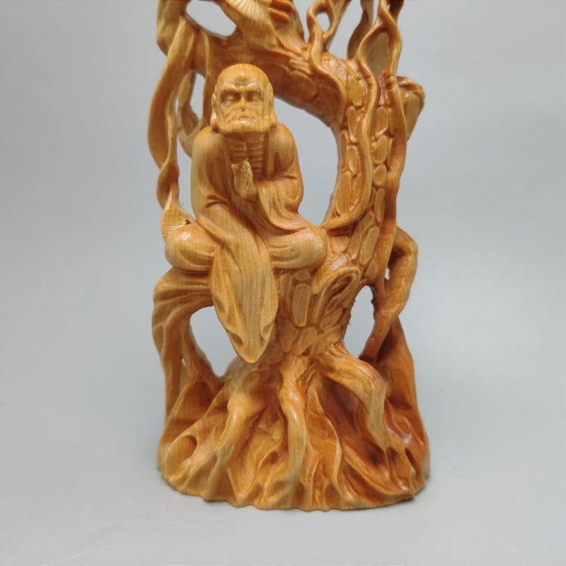 Statuie Bodhidharma din lemn de rădăcină pentru sufragerie