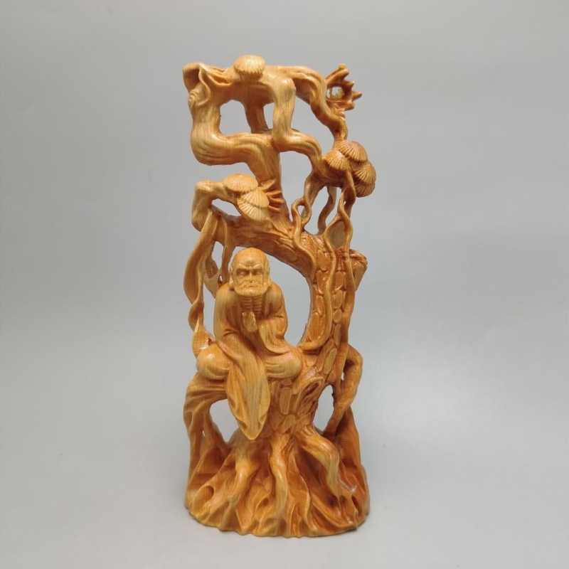 Statuie Bodhidharma din lemn de rădăcină pentru sufragerie