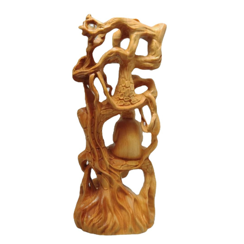 Statuie Bodhidharma din lemn de rădăcină pentru sufragerie