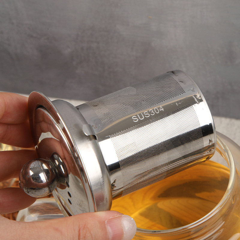 Ceainic din sticlă rezistentă la temperaturi înalte, cu separare ceai-apă, 600 ml, pentru uz casnic, design modern și elegant, potrivit pentru fierberea ceaiului pe flacără directă