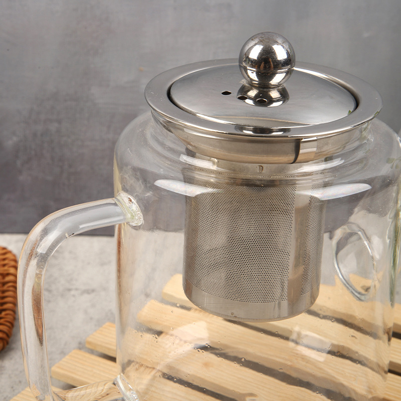 Ceainic din sticlă rezistentă la temperaturi înalte, cu separare ceai-apă, 600 ml, pentru uz casnic, design modern și elegant, potrivit pentru fierberea ceaiului pe flacără directă